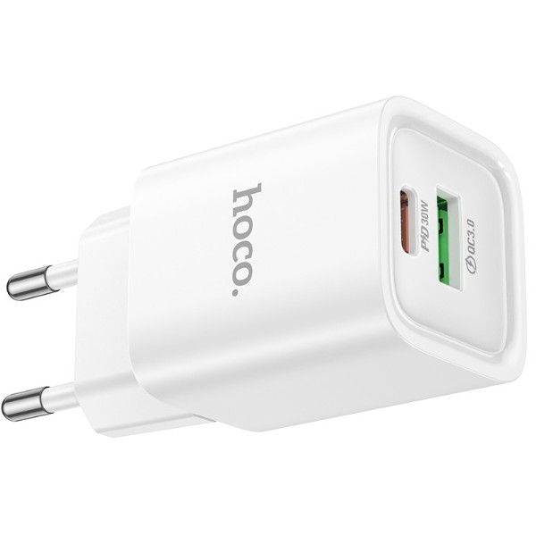 Фото - Мережевий зарядний пристрій HOCO C149A Charm PD30W+QC3.0 charger (EU) White (6942007630337)